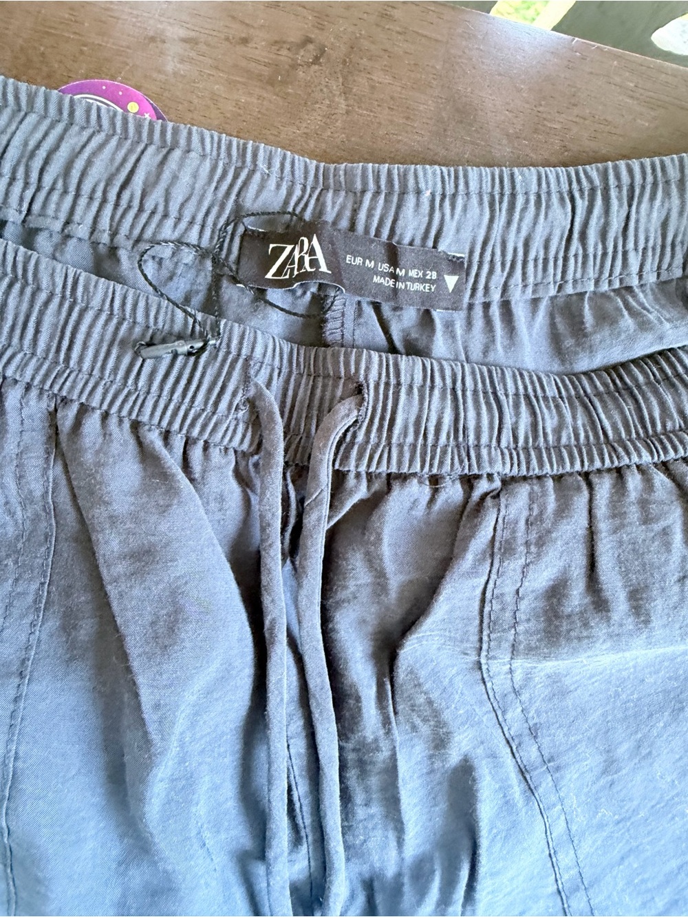ZARA Slate Gray Elastic-Waist Drawstring Pants